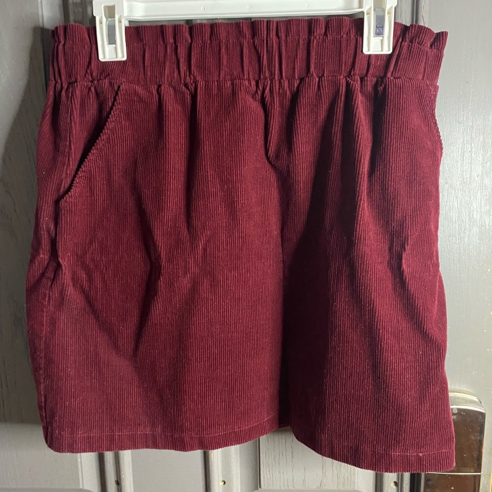 Women's Burgundy Corduroy Skirt
